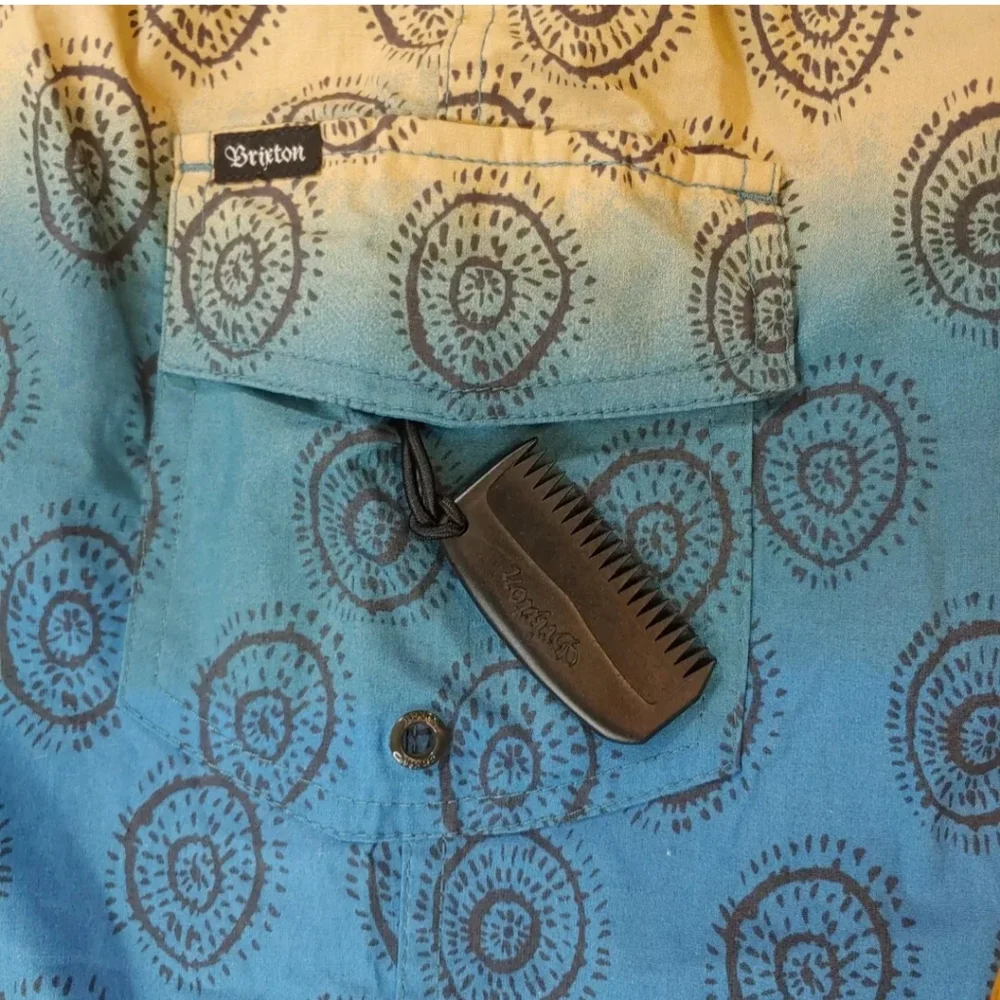 Brixton Leeward Boardshorts Men 30 Swim Trunks Preppy Pool Beach Blue Gold New